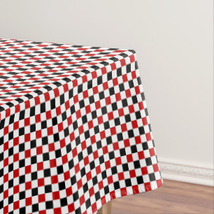 Checkered-Red, White-Black-52x70 COTTON TABLECLOTH
