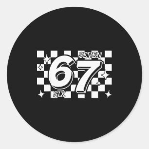 Checkered Six Seven 6 7 Meme Gen Alpha Slang  Classic Round Sticker