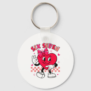 Checkered Six Seven Cool Hearts 67 Valentines Day  Key Ring