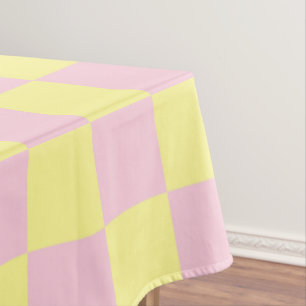Checkered Soft Pink and Yellow Tablecloth