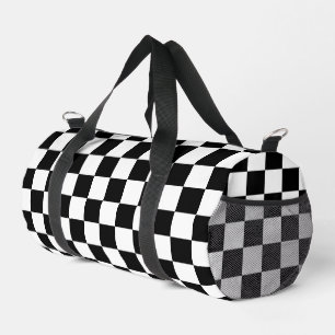 Checkered squares Black and White geometry pattern Duffle Bag