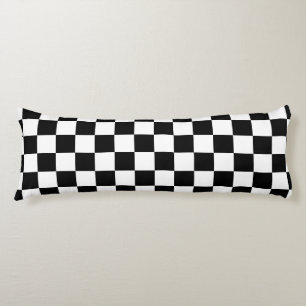 Checkered squares hot pink black geometric retro body cushion