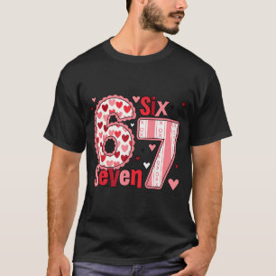 Checkered Valentine Cute Six Seven 6 7 Meme Teens  T-Shirt