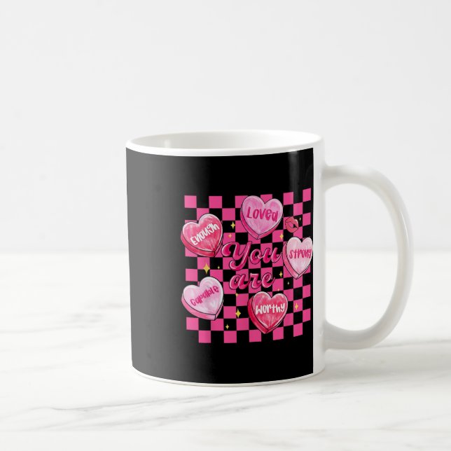 Checkered Valentine You Are Loved Worthy Enough Ca Coffee Mug (Right)