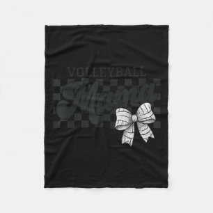 Checkered Volleyball Mama Coquette Bow Volleyball  Fleece Blanket