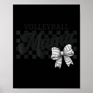 Checkered Volleyball Mama Coquette Bow Volleyball  Poster