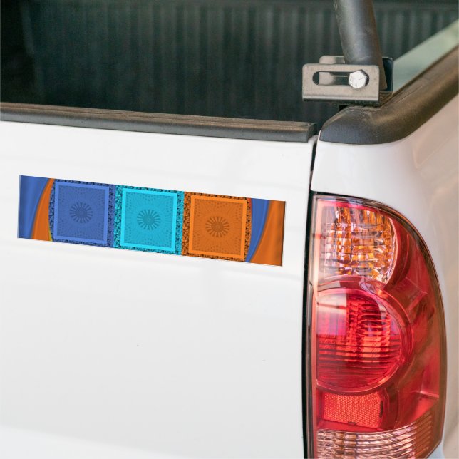 Checkered Whirl Art Print Bumper Sticker (On Truck)