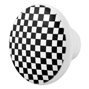 Checkered White and Black  Ceramic Knob