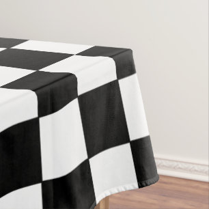 Checkered White and Black Tablecloth