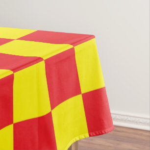 Checkered Yellow and Red Tablecloth
