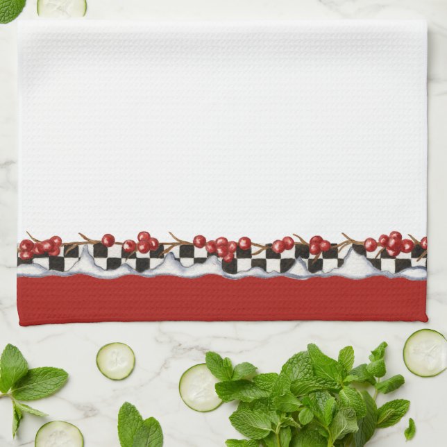 Checkers & Berries Tea Towel (Folded)