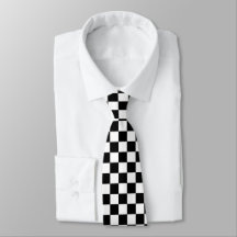 Checkers "Check Your Tie" Black and White Neck Tie