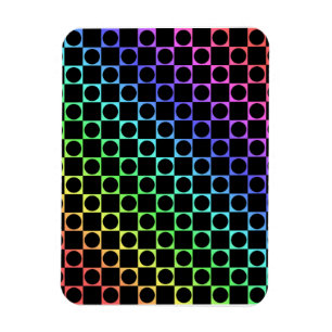 Checkers & Circles, Rainbow & Black Magnet