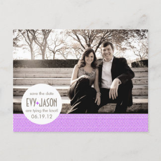 Checkers + Dots- Custom Save the Date - Lavender Announcement Postcard