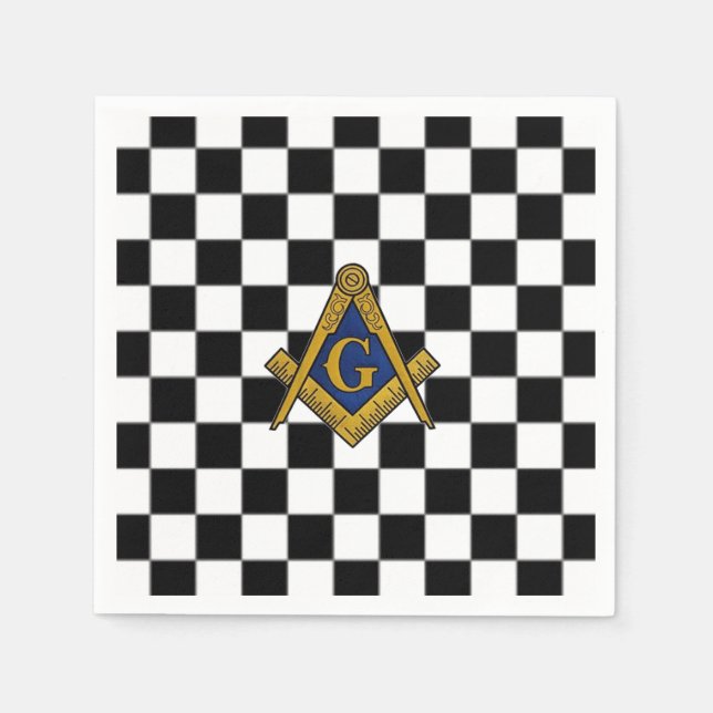 Checkers Masonic Freemasons Square and Compass Napkin (Front)