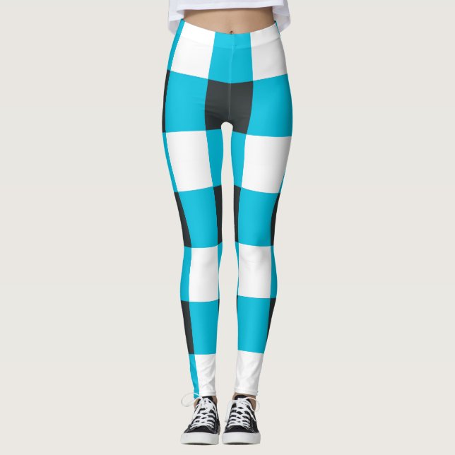 Checkers "Mayan Blue" Plaid Leggings (Front)