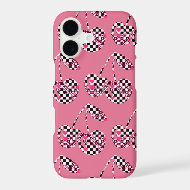 Checkers & Pink Hearts Patterned Cherries Big (Back)