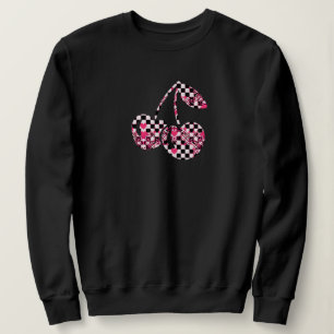 Checkers & Pink Hearts Patterned Cherries Sweatshirt