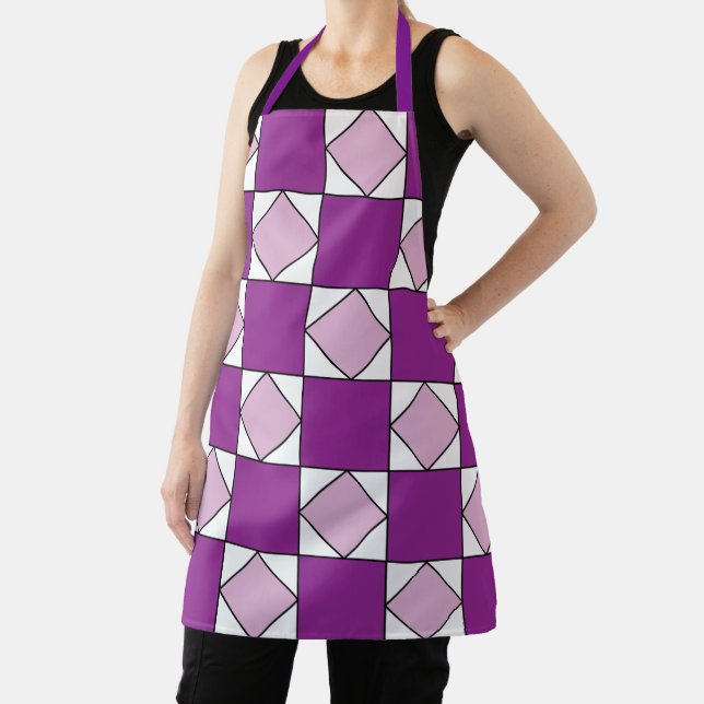 Checkers Purple Square Diamond Checkers Apron (Insitu)