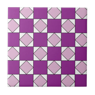 Checkers Purple Square Diamond Checkers Ceramic Tile