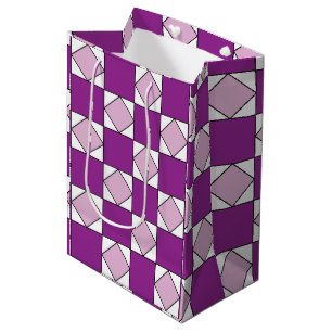 Checkers Purple Square Diamond Checkers Medium Gift Bag