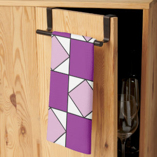 Checkers Purple Square Diamond Checkers Tea Towel