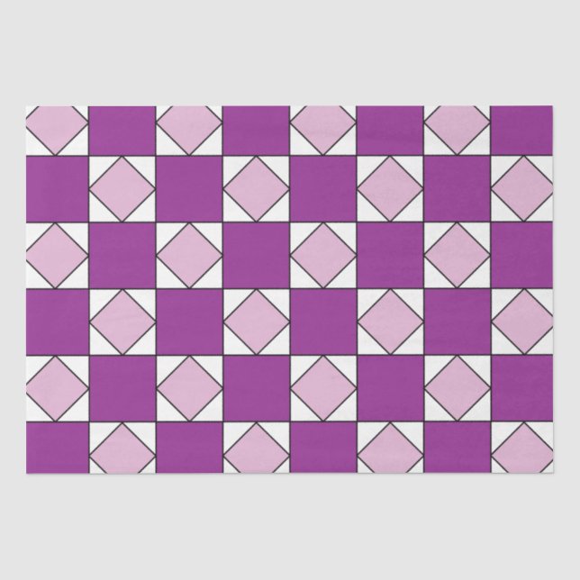 Checkers Purple Square Diamond Checkers Tissue Paper (Front)