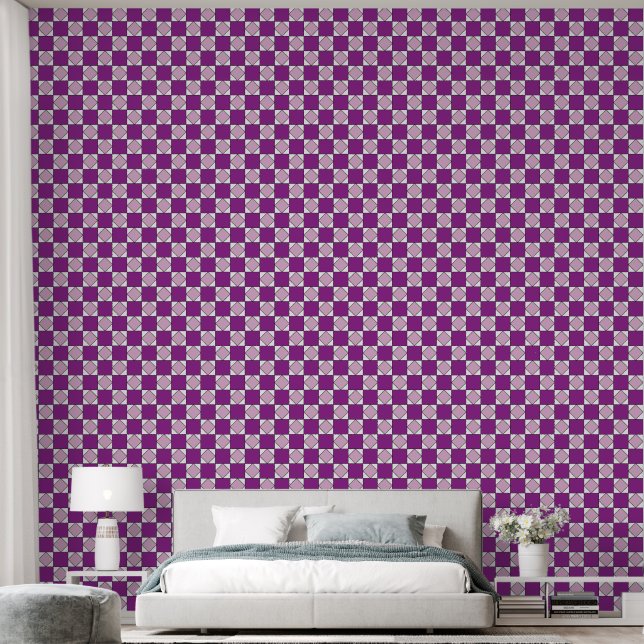 Checkers Purple Square Diamond Checkers Wallpaper (Bedroom)