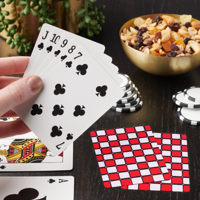 CHECKERS RED WHITE PLAYING CARDS (In Situ)