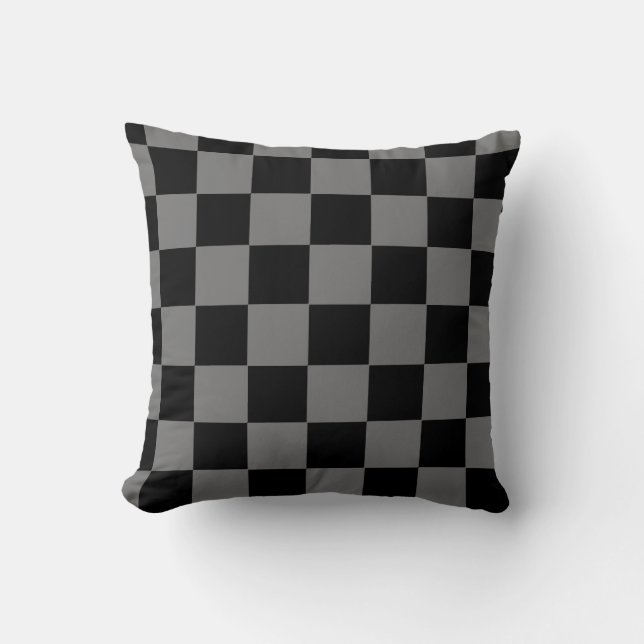 Checkers Two Tone Throw Pillow HAMbyWG (Front)