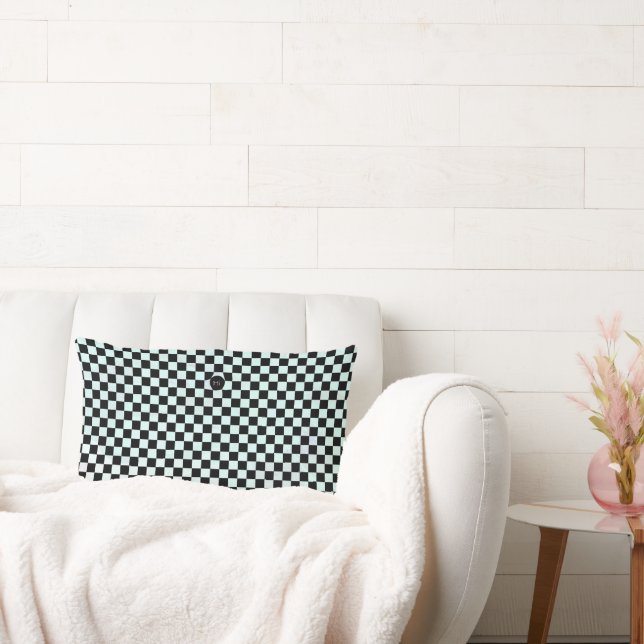 Checkers with a Green Blush Lumbar Cushion (Couch)