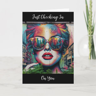 Checking in on You Abstract Woman in Sunglasses Card