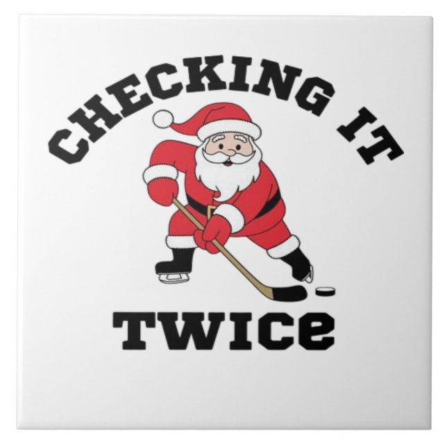 Checking it Twice Santa  Ceramic Tile (Front)