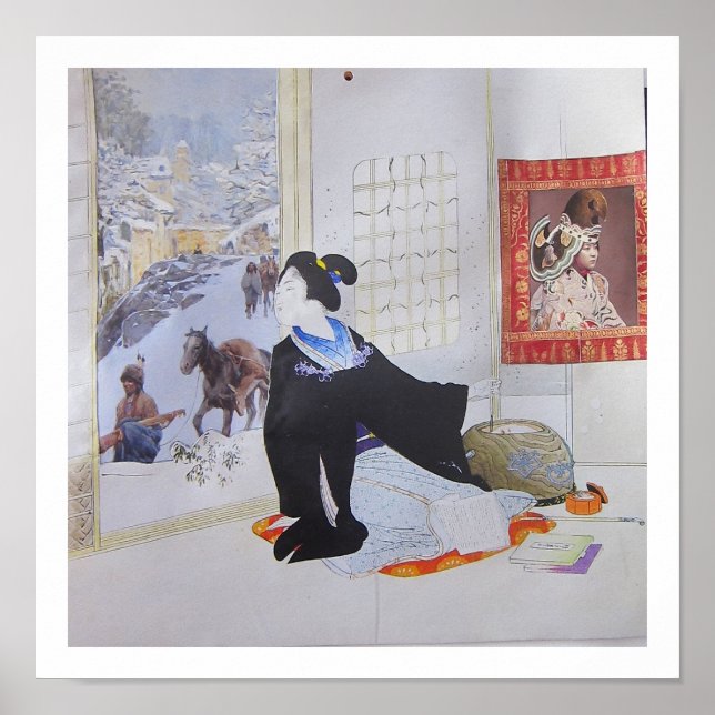 Checking on the Neighbours - collage art Poster (Front)