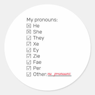 Checklist neopronouns long classic round sticker