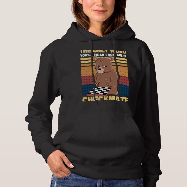 Checkmate Bear Retro Chess Player  Chess Hoodie (Front)