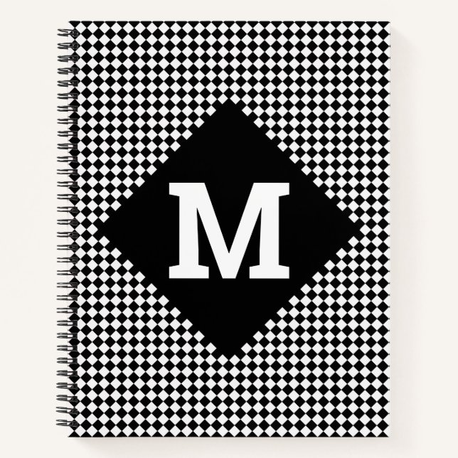 Checkmate Charm: Customisable Retro Grid Notebook (Front)
