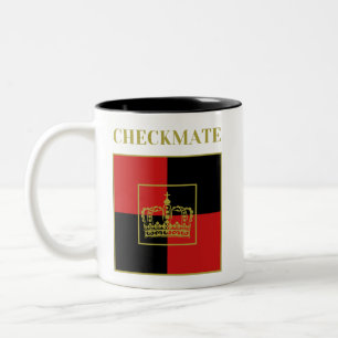 Checkmate chess game player red black gold Two-Tone coffee mug