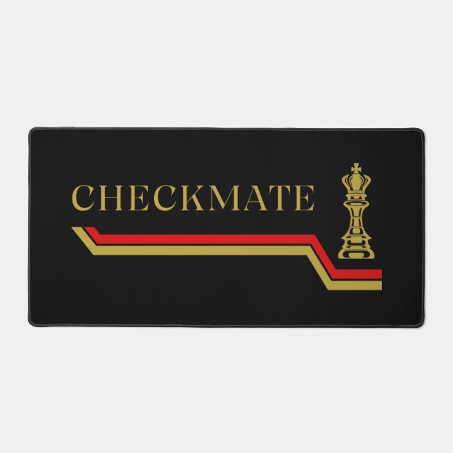 checkmate chess player quote red gold desk mat (Front)