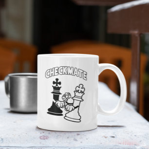 Checkmate Chess Tournament Art Black and White Coffee Mug
