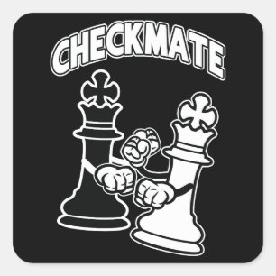 Checkmate Chess Tournament Art Black and White Square Sticker