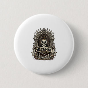 Checkmate Skull King Vintage Chess 6 Cm Round Badge