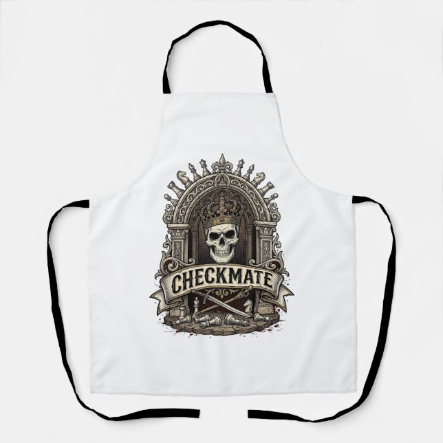Checkmate Skull King Vintage Chess Apron (Front)