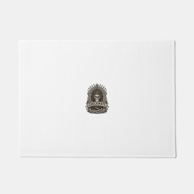 Checkmate Skull King Vintage Chess Doormat (Front)