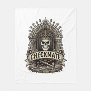 Checkmate Skull King Vintage Chess Fleece Blanket