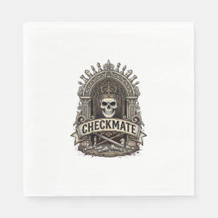 Checkmate Skull King Vintage Chess Napkin