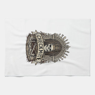 Checkmate Skull King Vintage Chess Tea Towel