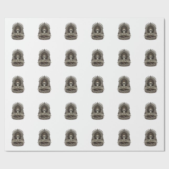 Checkmate Skull King Vintage Chess Wrapping Paper (Flat)