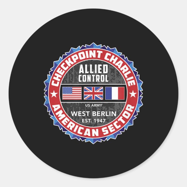 Checkpoint Charlie Cold War Berlin Wall East Germa Classic Round Sticker (Front)