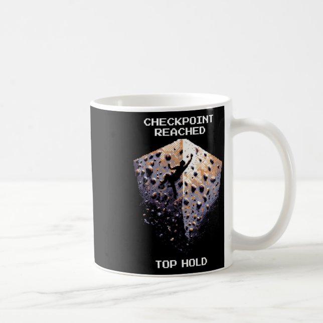 Checkpoint Reached – Top Hold Climbing Pixel Art D Coffee Mug (Right)